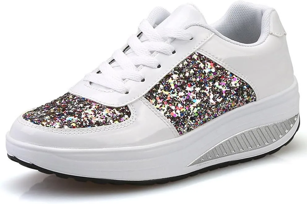 Ladies Girls Shoes Sport Sequins Wedges Shake Fashion Women's Lace up Water Shoes for Women