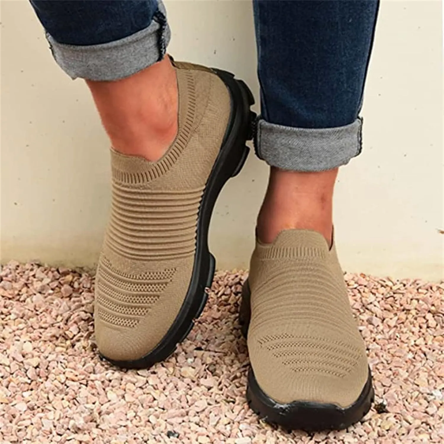 Ladmiple Walking Shoes Women Arch Support Slip On Sneakers Athletic Running Shoes Casual Comfortable Tennis Workout Sneakers