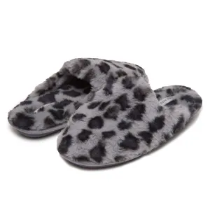 Laura Ashley Scuff Slippers, Plush Animal Print Slip-Ons for Women with Memory Foam Insole