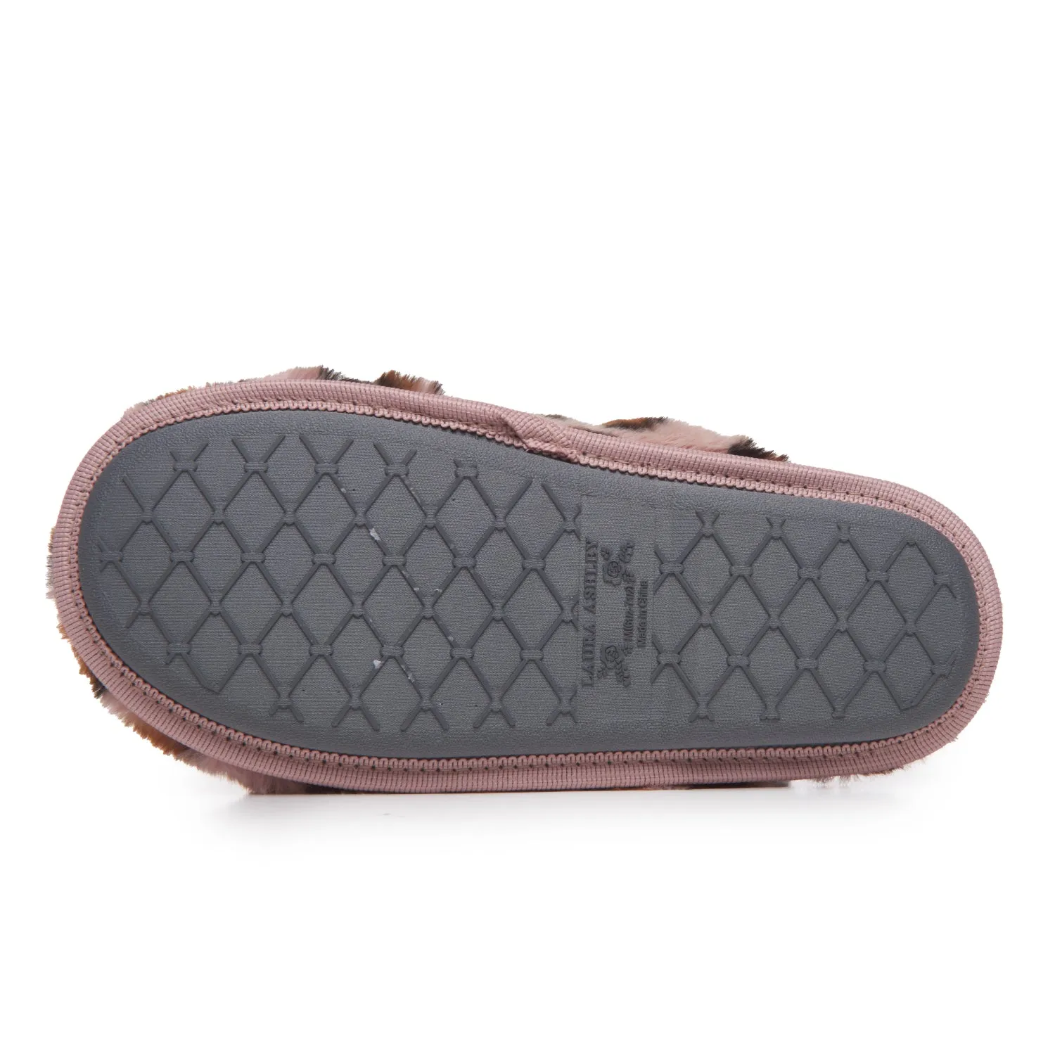 Laura Ashley Scuff Slippers, Plush Animal Print Slip-Ons for Women with Memory Foam Insole