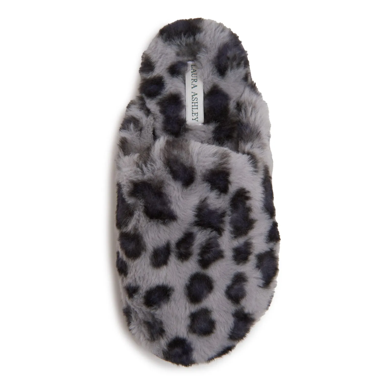 Laura Ashley Scuff Slippers, Plush Animal Print Slip-Ons for Women with Memory Foam Insole