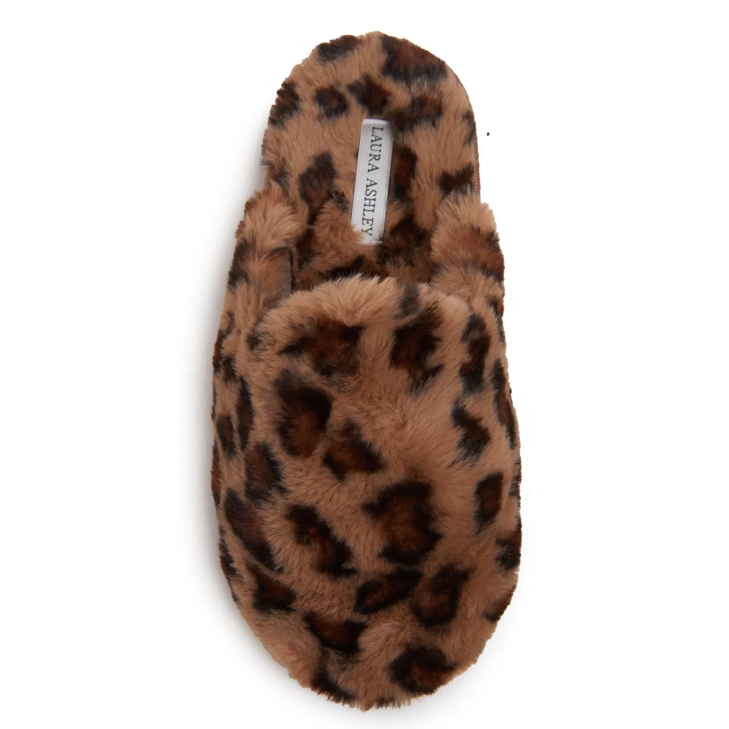 Laura Ashley Scuff Slippers, Plush Animal Print Slip-Ons for Women with Memory Foam Insole