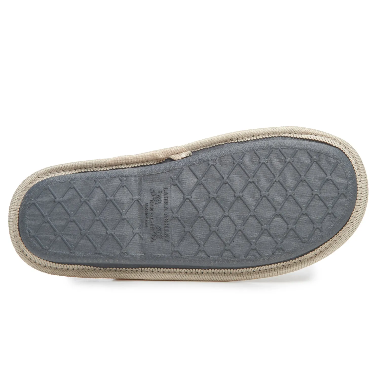 Laura Ashley Spa Texture Open Toe Plush Fleece House Slippers with Collar and Memory Foam, Ladies Easy Slip on Soft Cozy Warm Indoor Outdoor Use