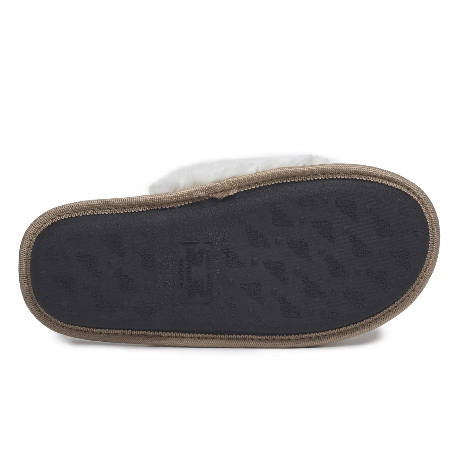 Laura Ashley Womens Plush Micro Suede Memory Foam Scuff Slippers, Wide Faux Fur Collar Slide On Bedroom Slipper House Shoes