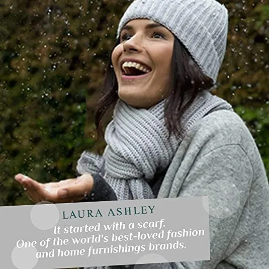 Laura Ashley Womens Plush Micro Suede Memory Foam Scuff Slippers, Wide Faux Fur Collar Slide On Bedroom Slipper House Shoes