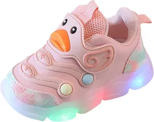 Leather Light Up 𝗖artoon Sneaker for Toddler Baby Boys Led First Walking Sport Shoes Outdoor Breathable Non Slip Shoes