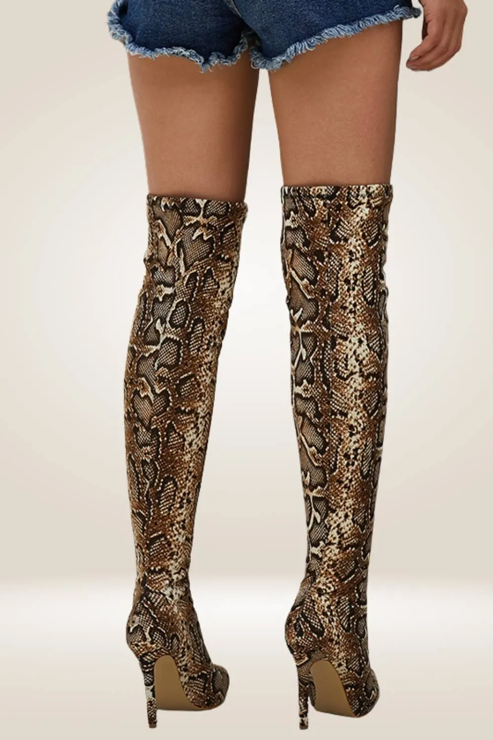 Leopard Over The Knee High Heel Boots
