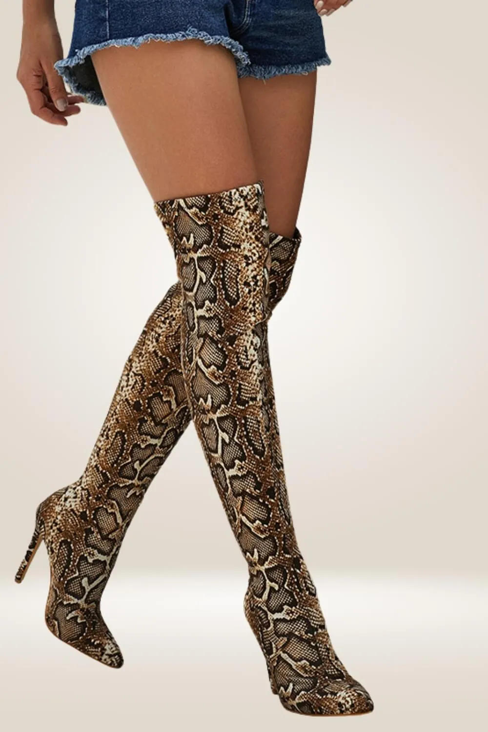 Leopard Over The Knee High Heel Boots