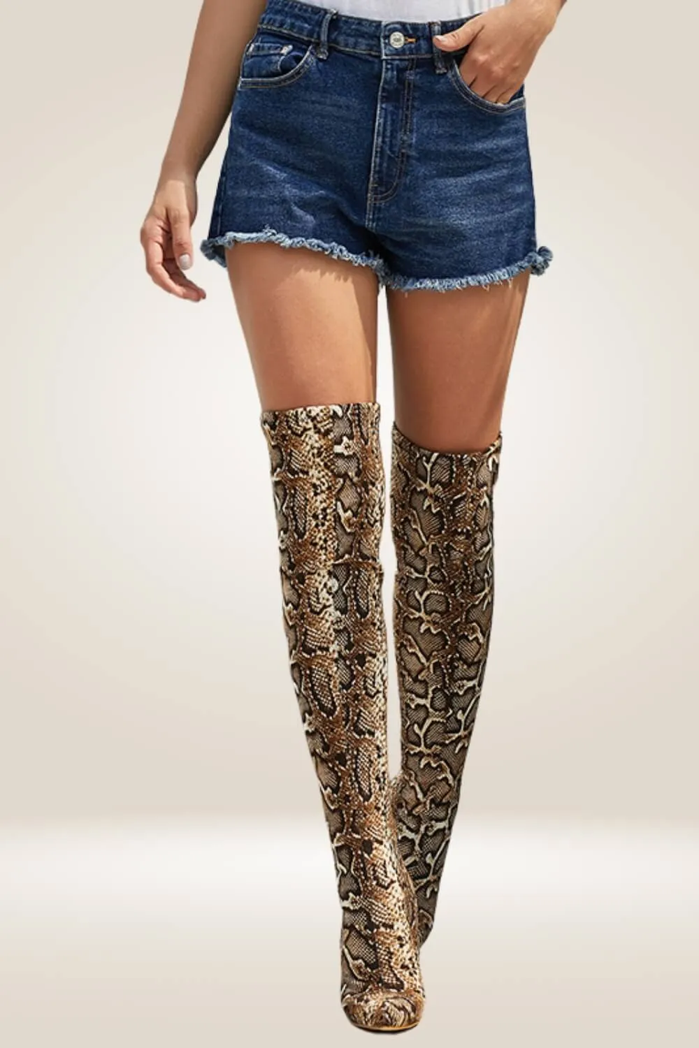 Leopard Over The Knee High Heel Boots