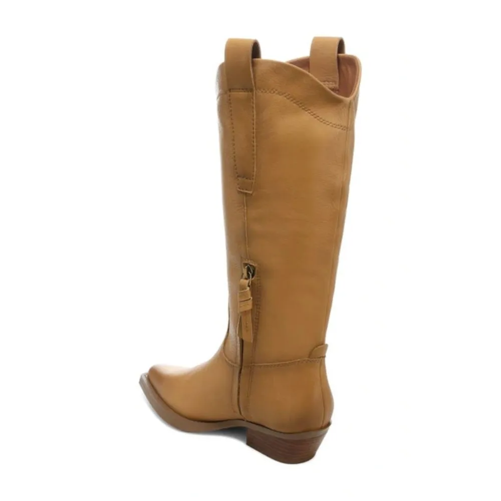 Liandra Camel Leather Franco Sarto Western Boots