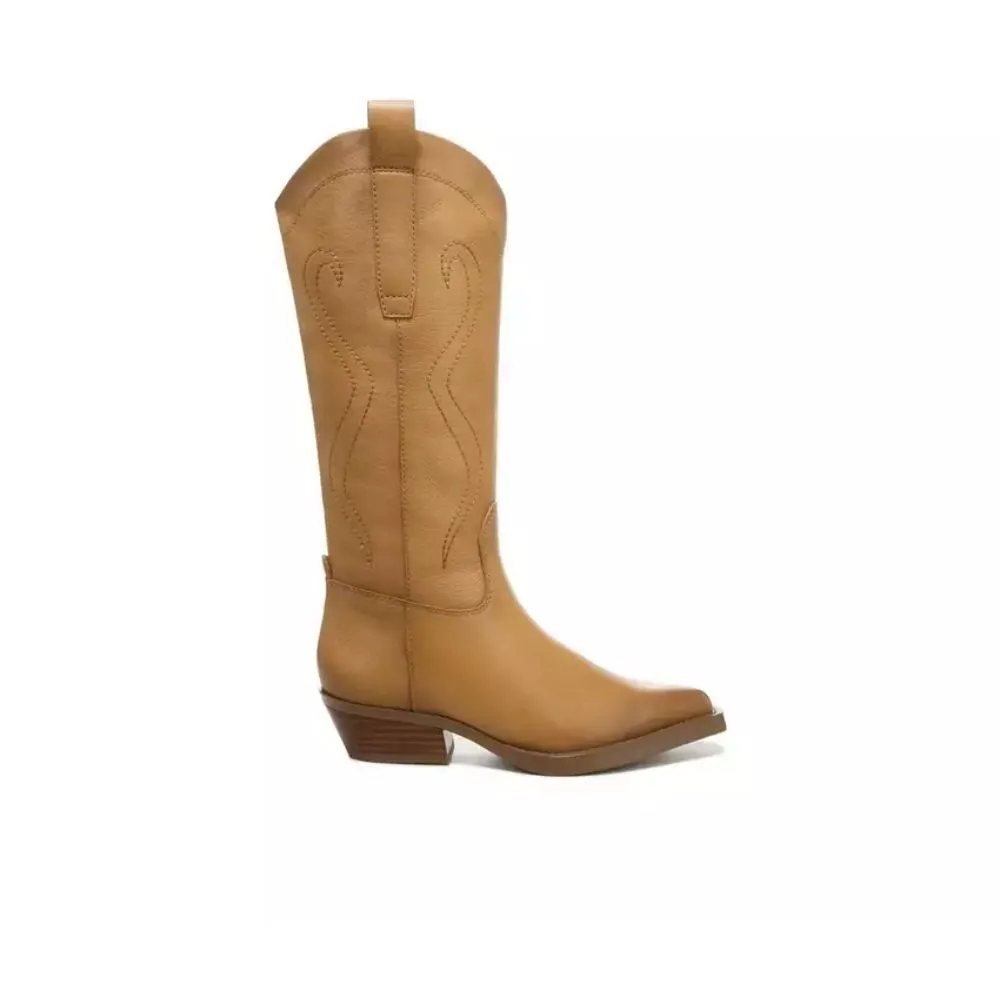 Liandra Camel Leather Franco Sarto Western Boots