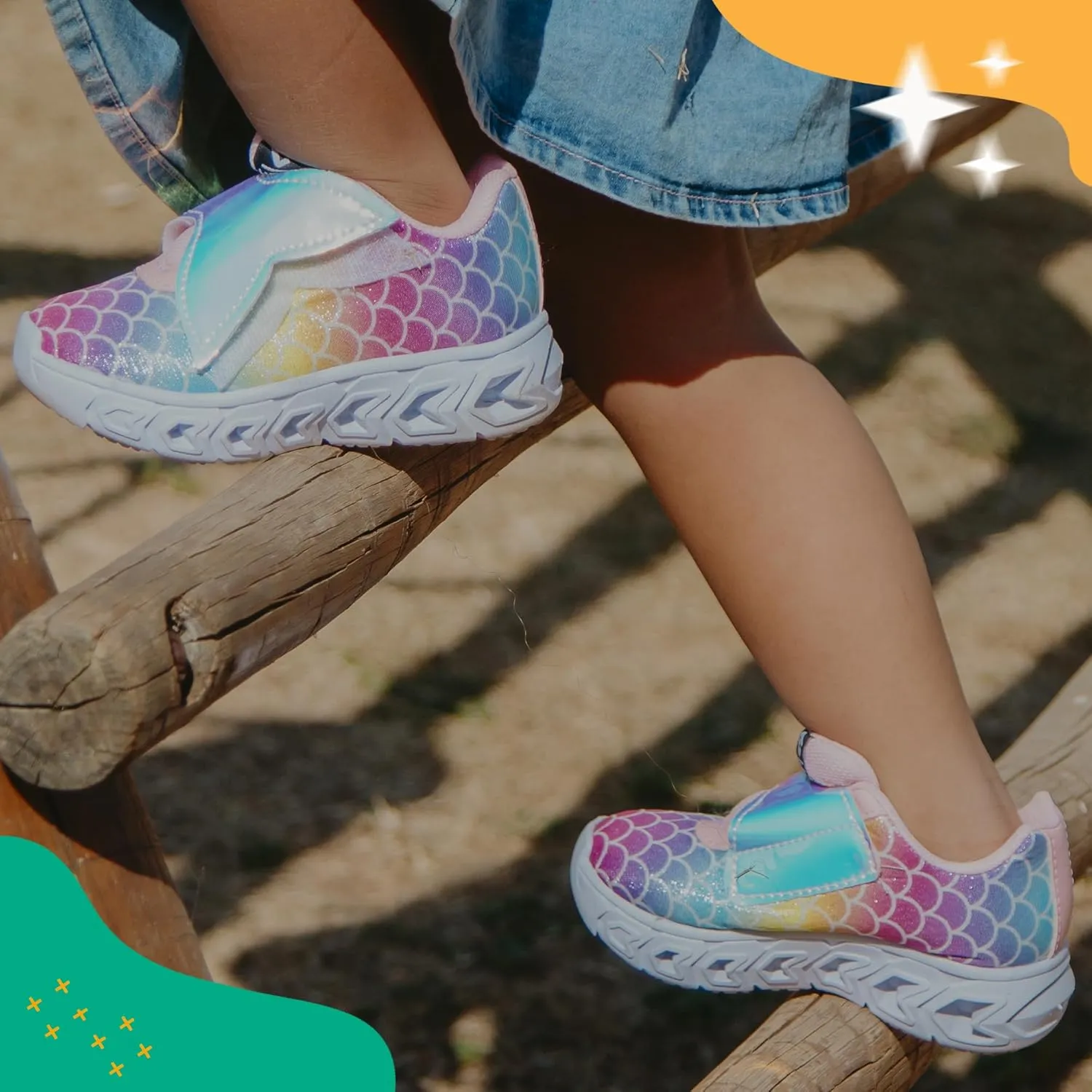 Light - Light Up Toddler Shoes Mermaid Character - LED Toddler Tennis Shoes Girl, Easy to Put On, Kids Sneakers Girls, Laceless