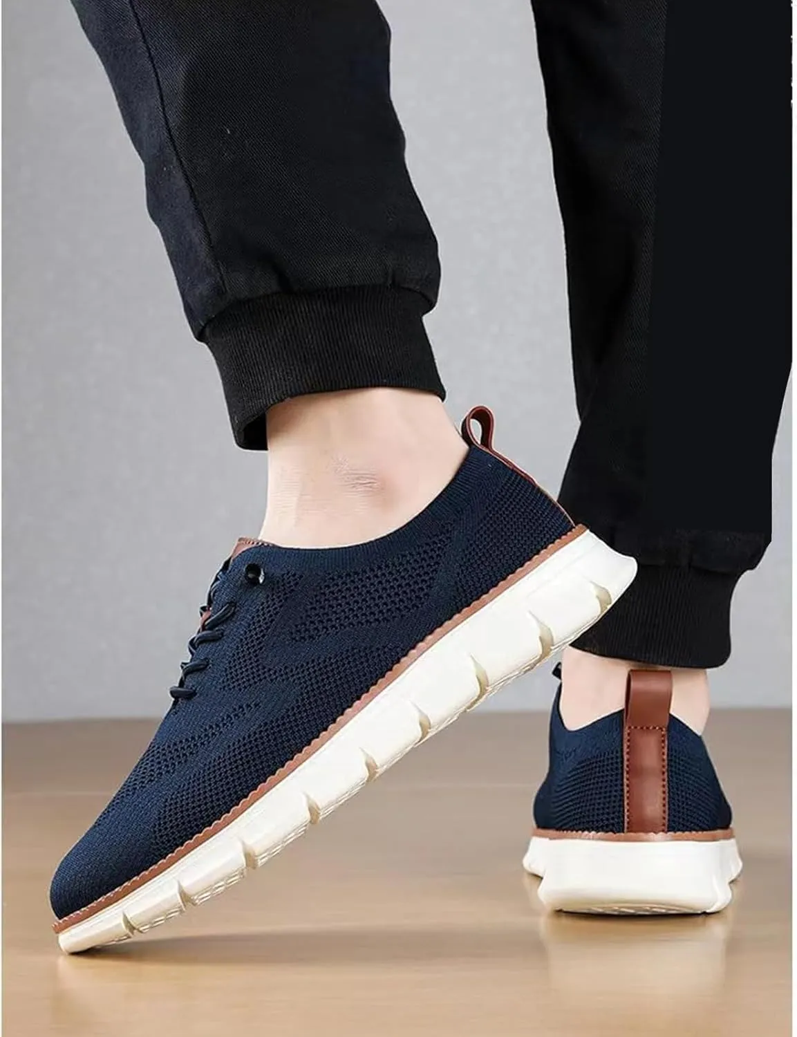 Loafers for Men Lightweight Soft Sole & Wide Toe Box Walking Shoes,Lace Up Breathable Comfortable Sneakers,Summer Casual Mesh Slip On Shoes with Arch Support