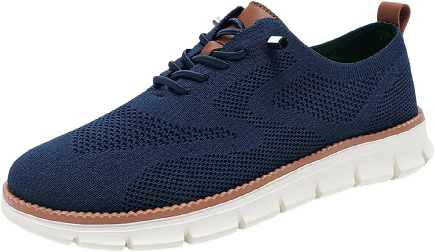 Loafers for Men Lightweight Soft Sole & Wide Toe Box Walking Shoes,Lace Up Breathable Comfortable Sneakers,Summer Casual Mesh Slip On Shoes with Arch Support