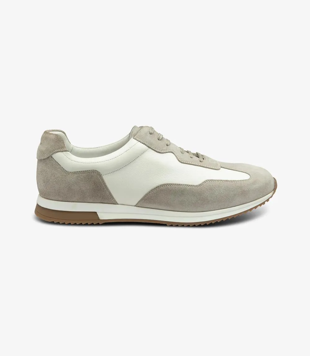 LOAKE LINFORD WHITE-GREY LEATHER TRAINER RUBBER SOLE F-MEDIUM