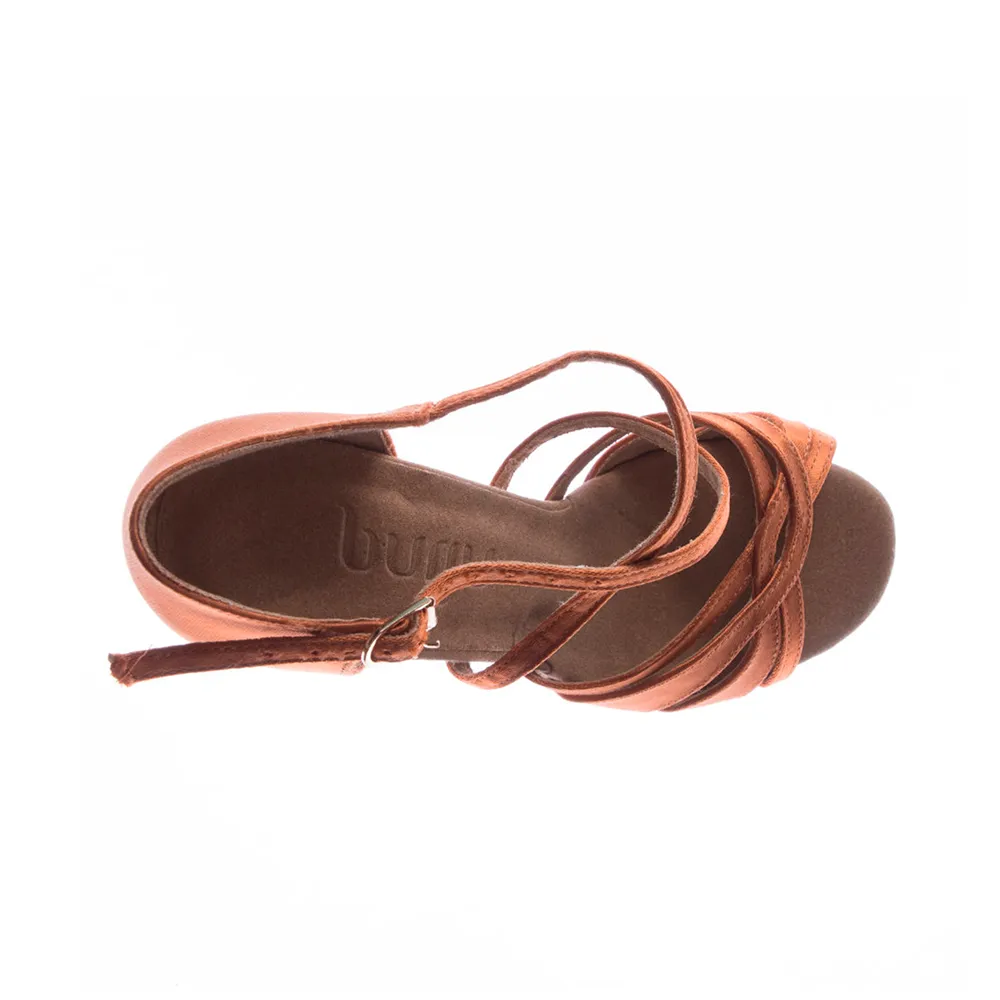 Loraina - Tan Strappy Latin Dance Shoes (Suede Sole)
