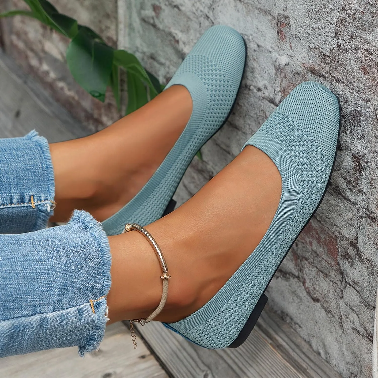 Low Wedge Round Toe Ankle Strap Women Flat Shoes Slip On Comfortable Walking Ballerina Shoes Cute Comfortable Dress Flats