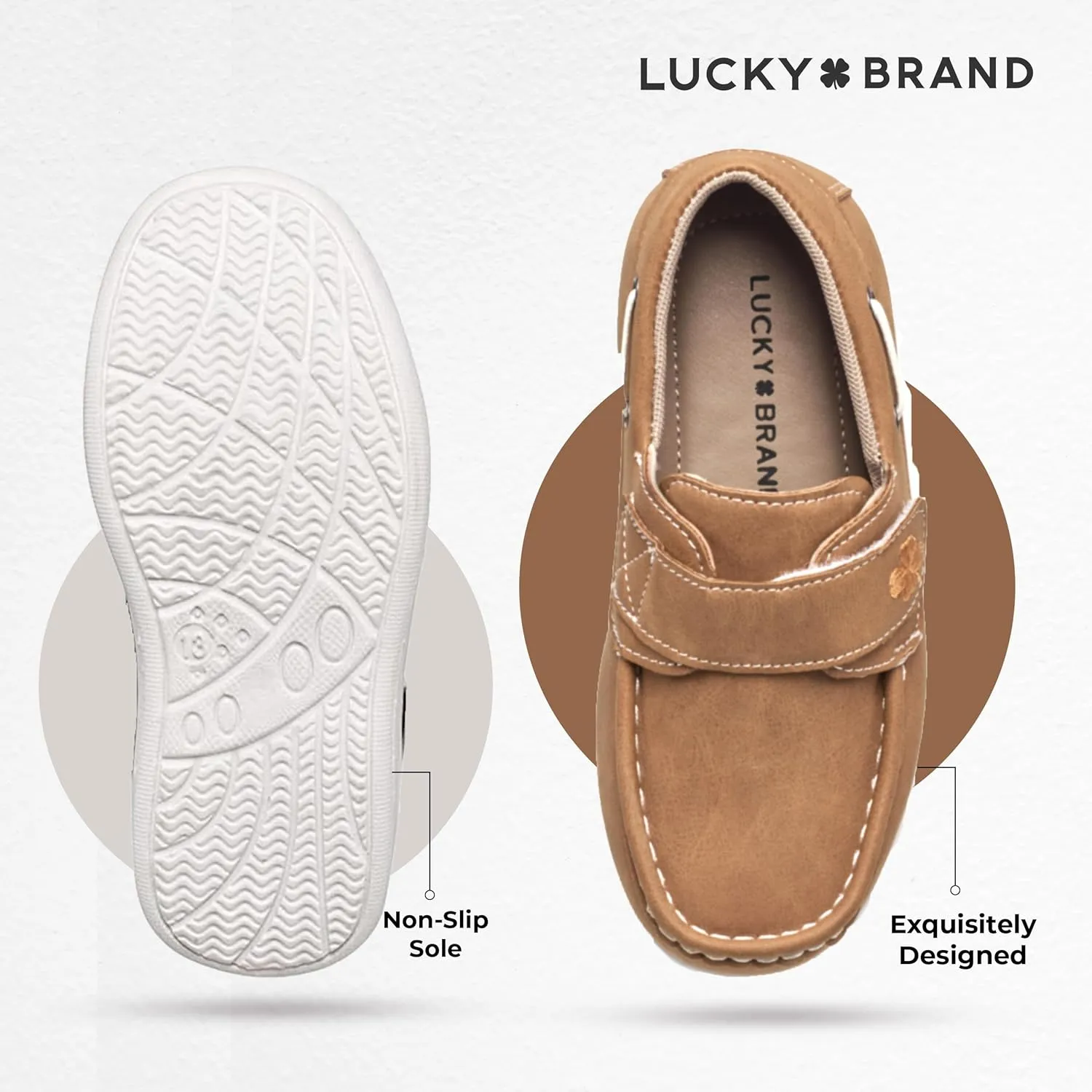 Lucky Brand Boat Shoes for Kids | Kid’s Loafers & Sneakers with Velcro Closure | Fashionable School Shoes | Boys Casual Shoes (Little Kid & Big Kid)