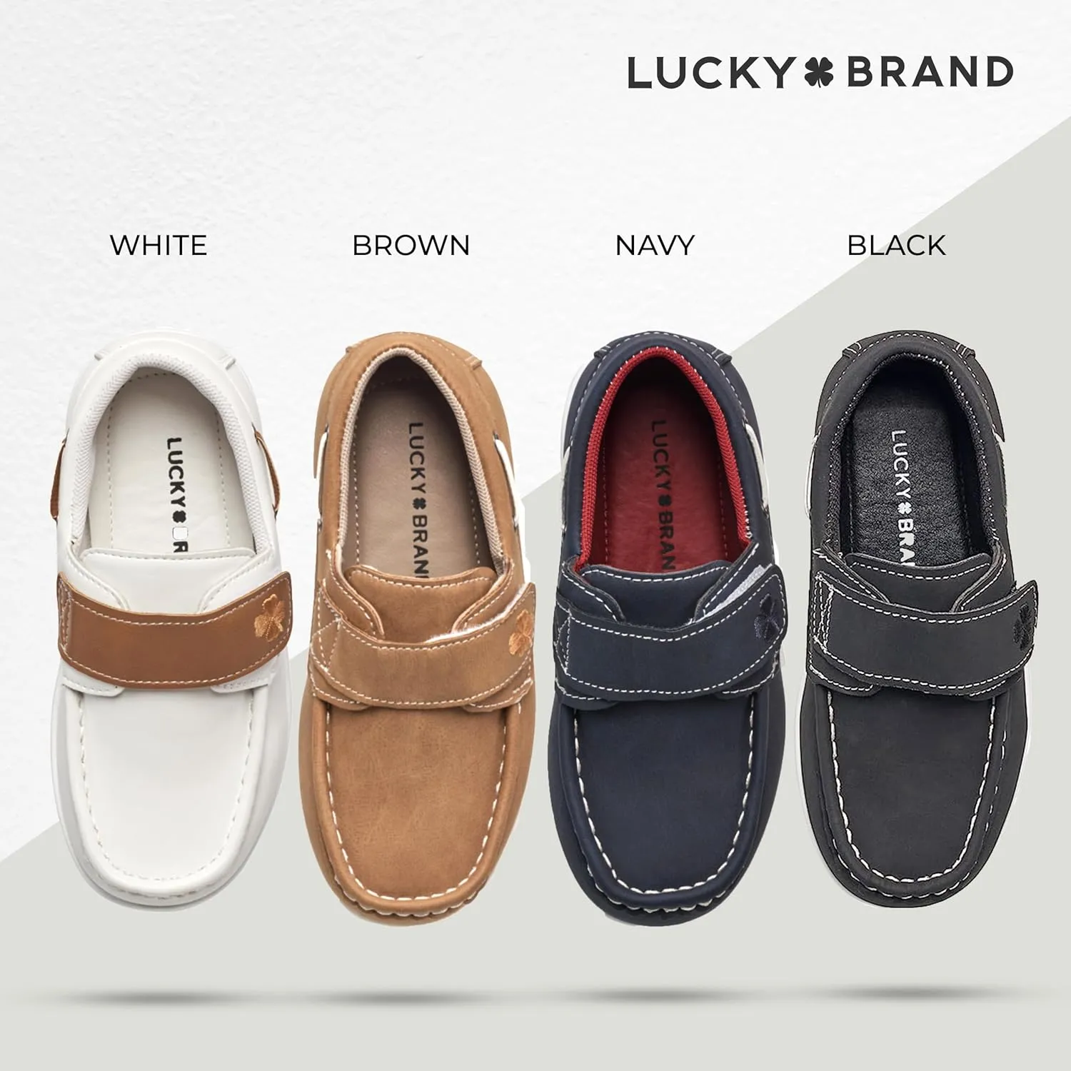 Lucky Brand Boat Shoes for Kids | Kid’s Loafers & Sneakers with Velcro Closure | Fashionable School Shoes | Boys Casual Shoes (Little Kid & Big Kid)