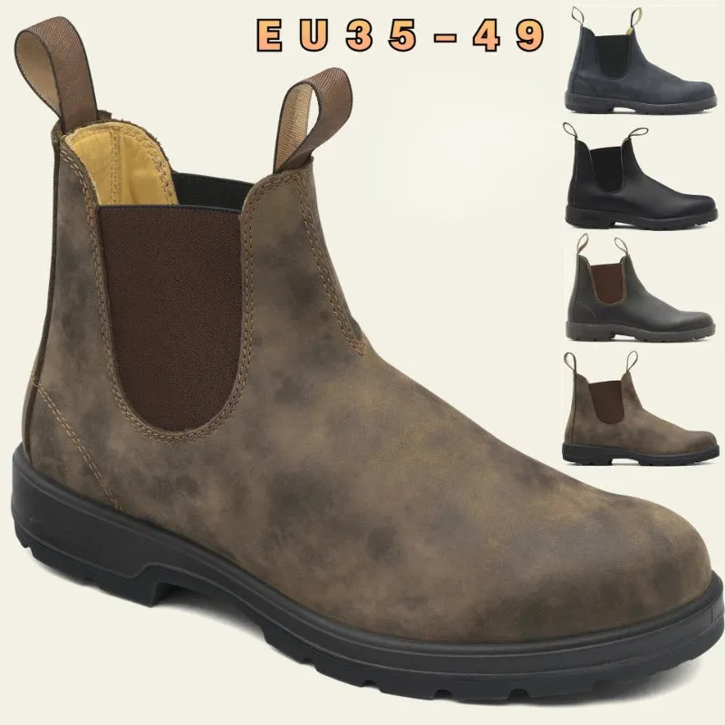 Luxury Retro Leather Unisex Chelsea Boots