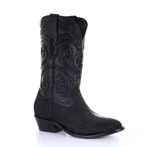 M2125 - Montana black dress cowboy stingray leather boots for men