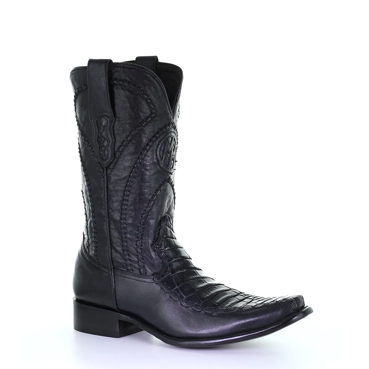 M2169 - Montana black casual cowboy alligator boots for men