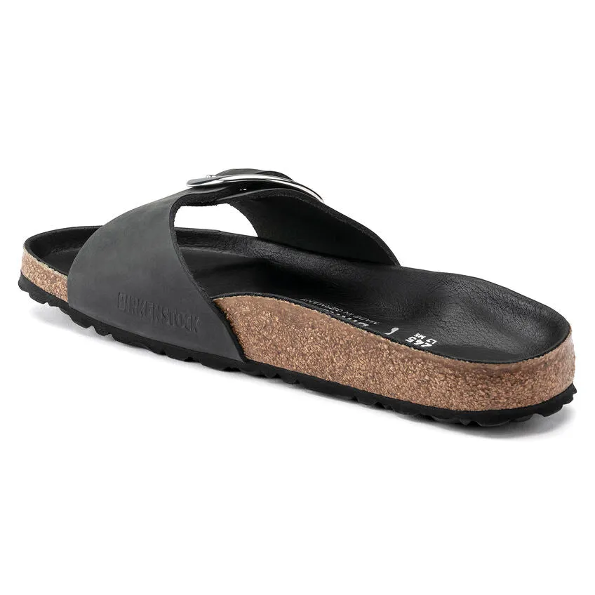 Madrid Big Buckle in Black Oiled Leather