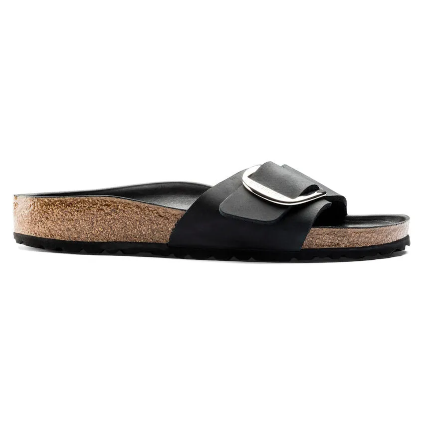 Madrid Big Buckle in Black Oiled Leather