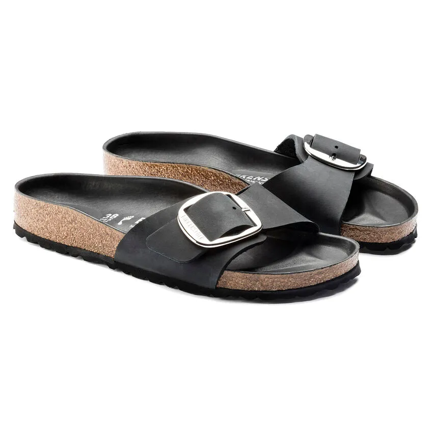 Madrid Big Buckle in Black Oiled Leather