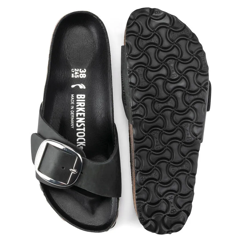 Madrid Big Buckle in Black Oiled Leather