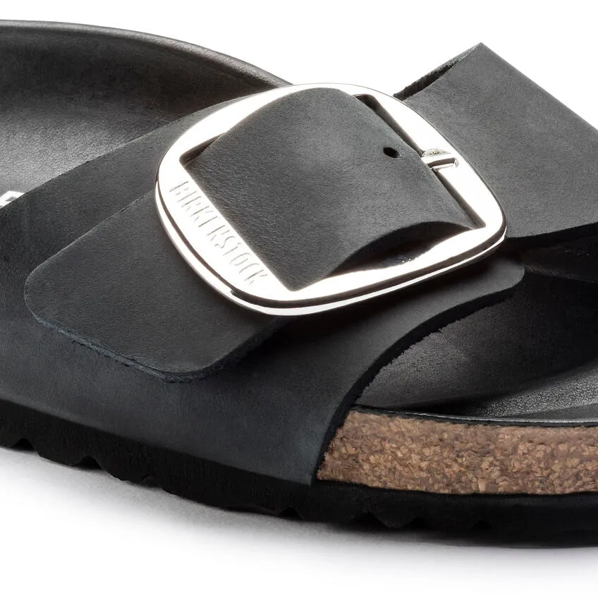 Madrid Big Buckle in Black Oiled Leather