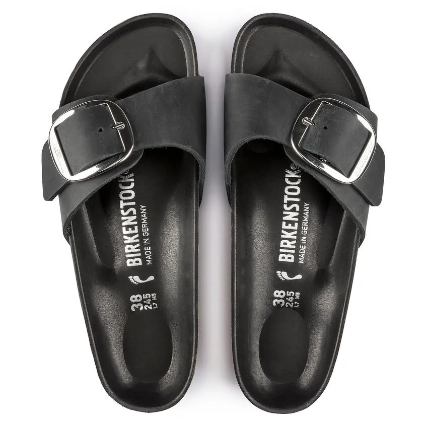 Madrid Big Buckle in Black Oiled Leather