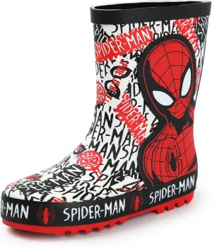 Marvel Spiderman Boys Red Wellys | Character Spiderman Kids Shoes Comics Superhero Rain Boots | Children's Waterproof Wellington Boots