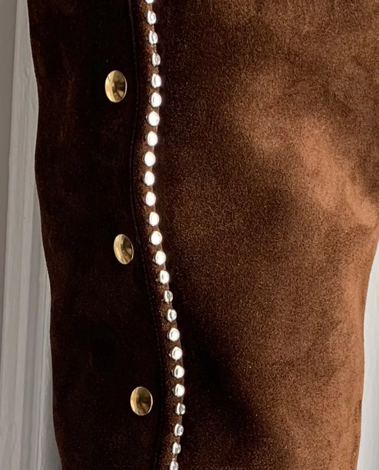 MAZUR CHOCOLATE SUEDE CRYSTAL BOOTS