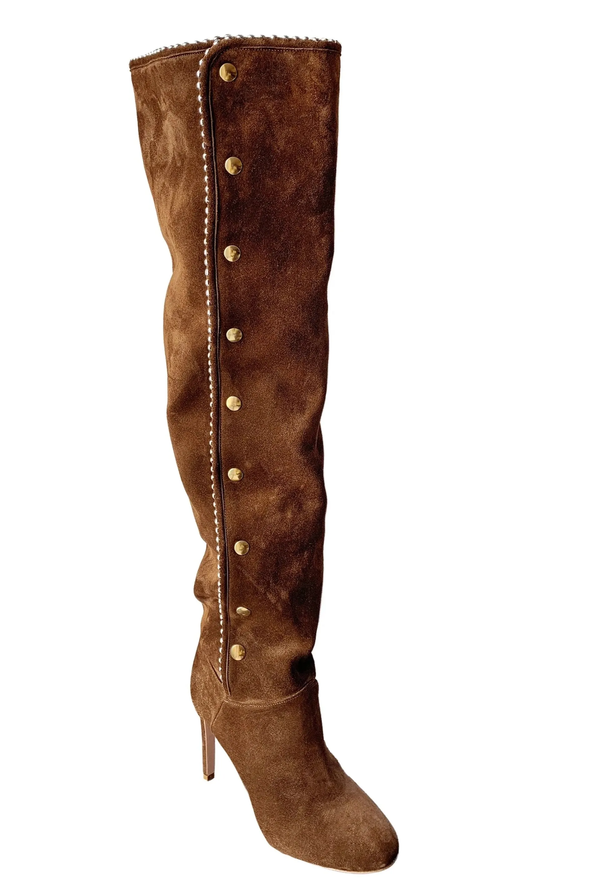 MAZUR CHOCOLATE SUEDE CRYSTAL BOOTS