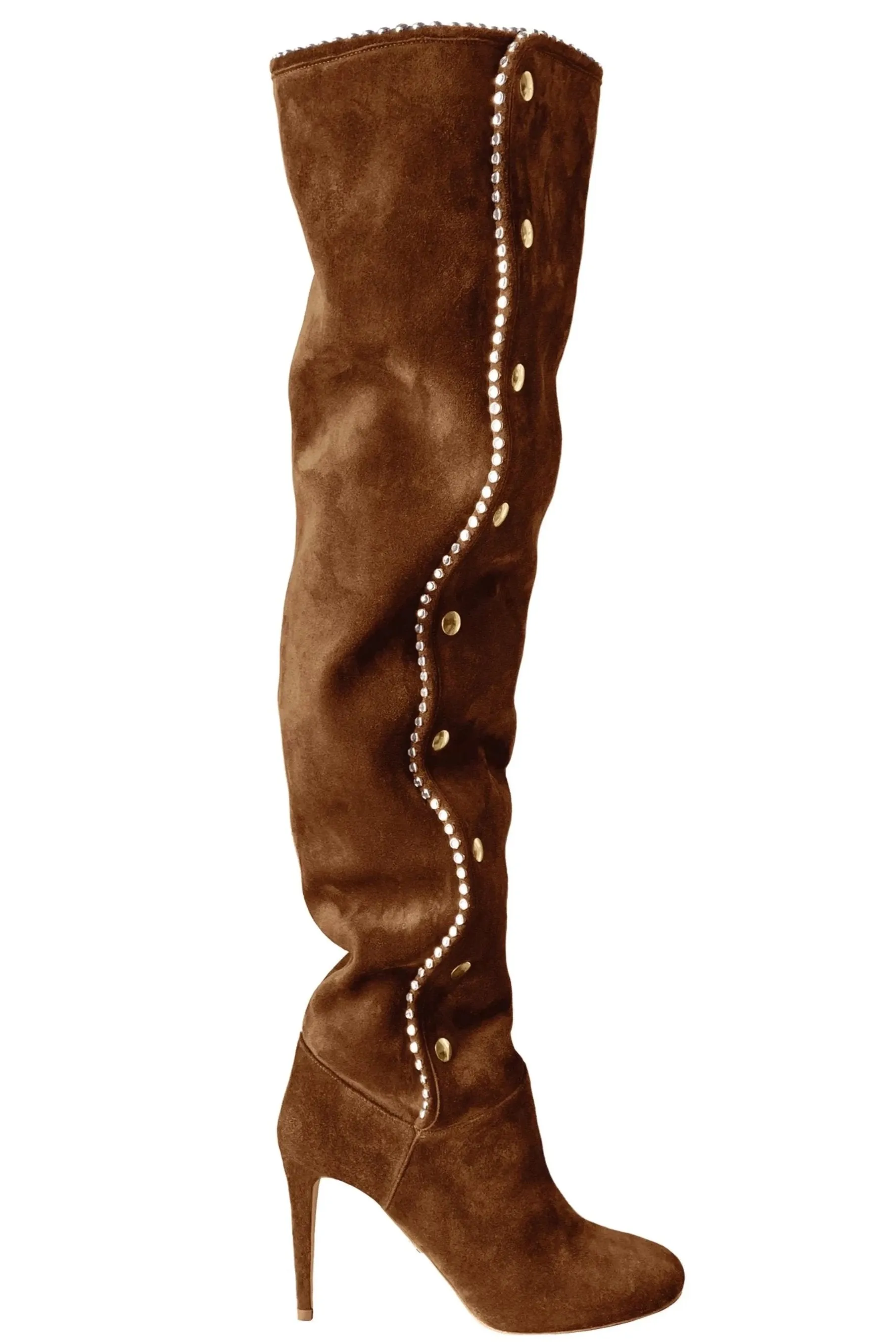 MAZUR CHOCOLATE SUEDE CRYSTAL BOOTS