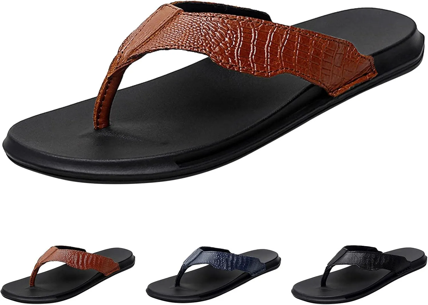 Men Flip Flops Fashionable Summer New Pattern Flat Bottom Comfortable Non Slip Large Beach Sippers Soft Slides for Men Water