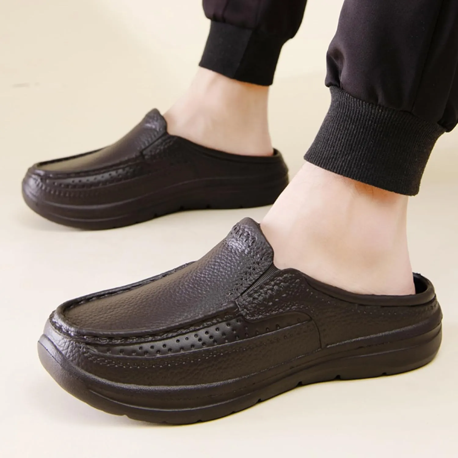 Men Sandals Fashionable New Pattern Simple Solid Color Summer Casual Half Drag Flat Bottom Comfortable Reefs Men Sandals Men'