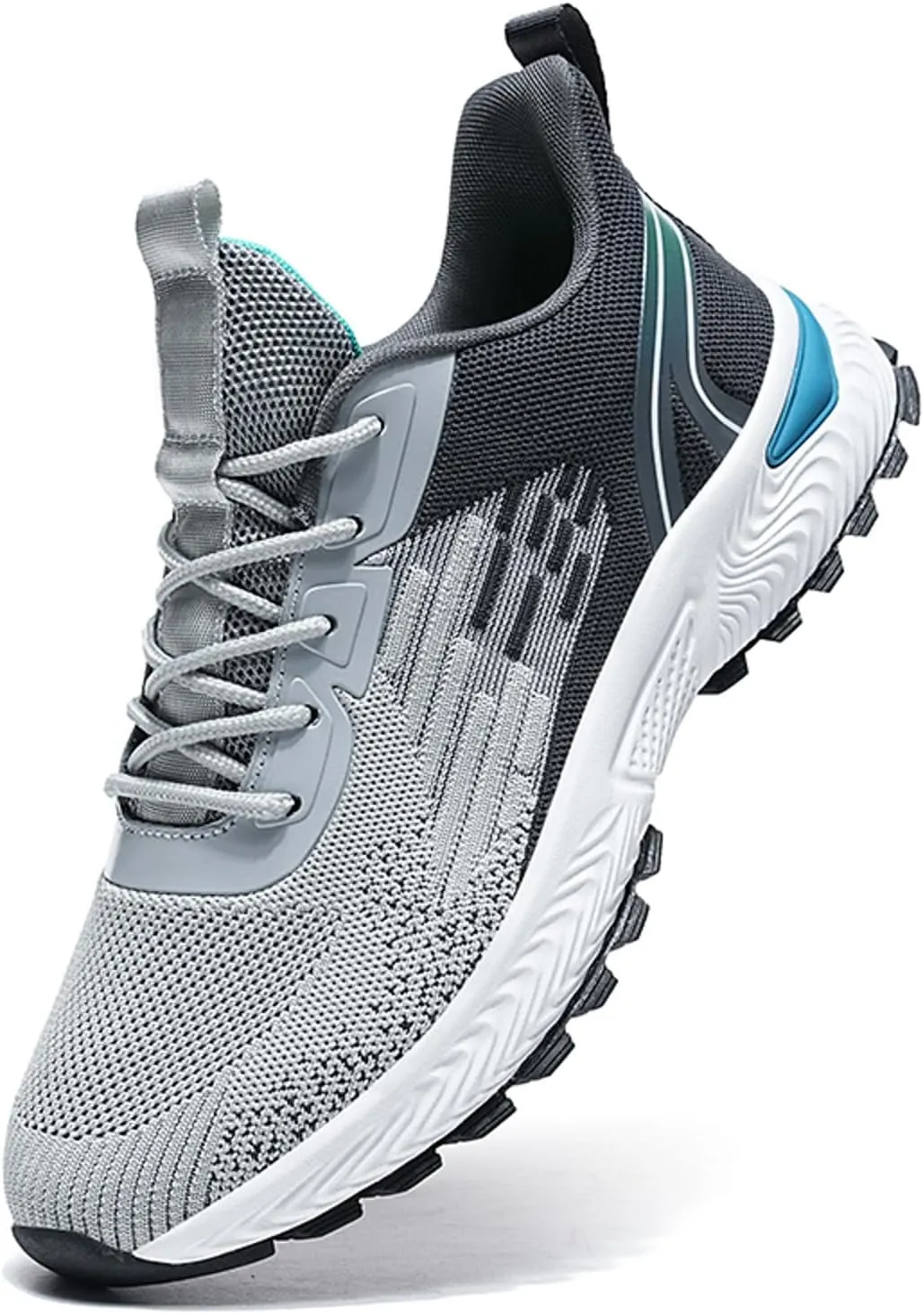 Men Sports Shoes Fashionable New Pattern Color Blocking Mesh Fabric Breathable Comfortable Non Slip Lace Men's Sneaker
