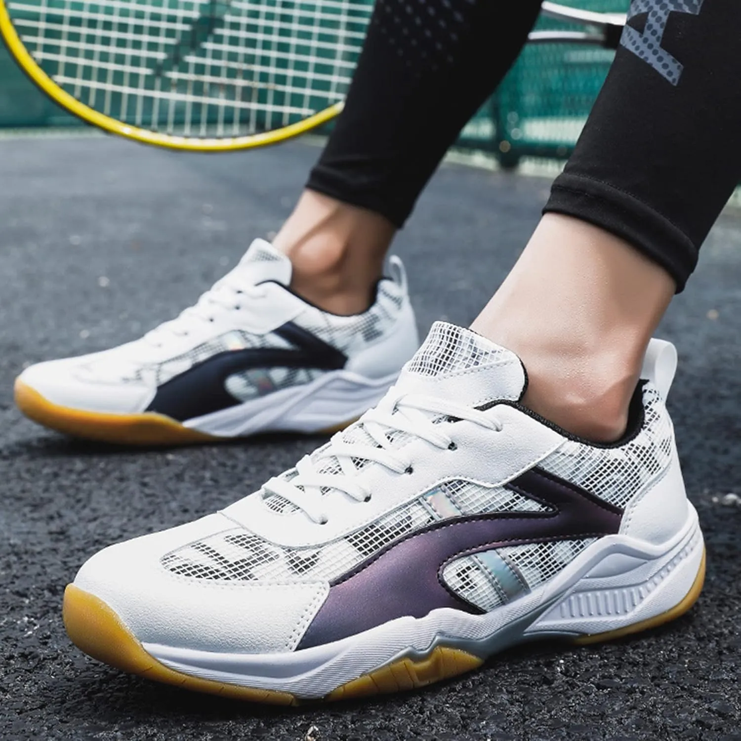 Mens Badminton Shoes Tennis Table Tennis Sneakers Indoor Court Shoes Non-Slip Comfortable Lightweight