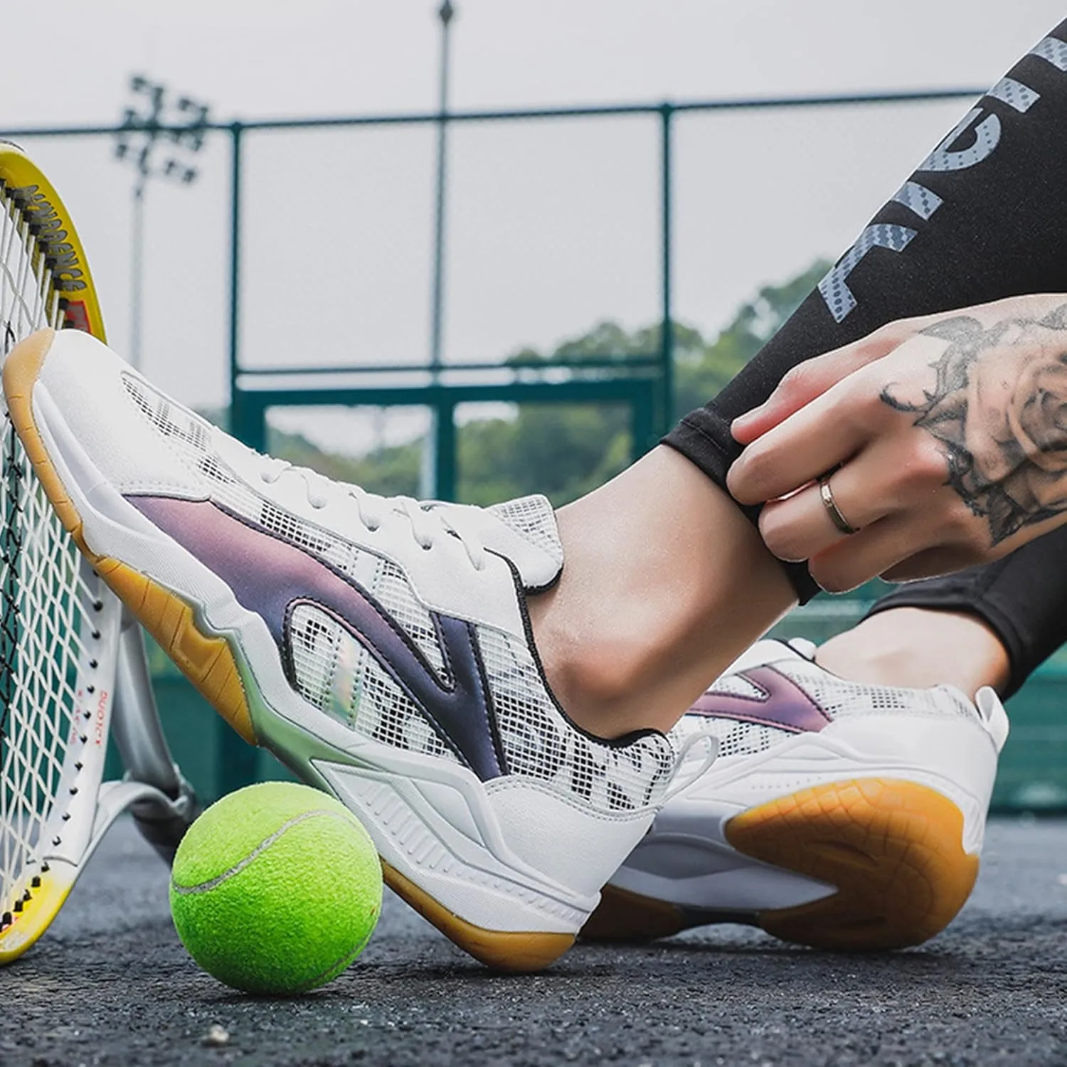Mens Badminton Shoes Tennis Table Tennis Sneakers Indoor Court Shoes Non-Slip Comfortable Lightweight