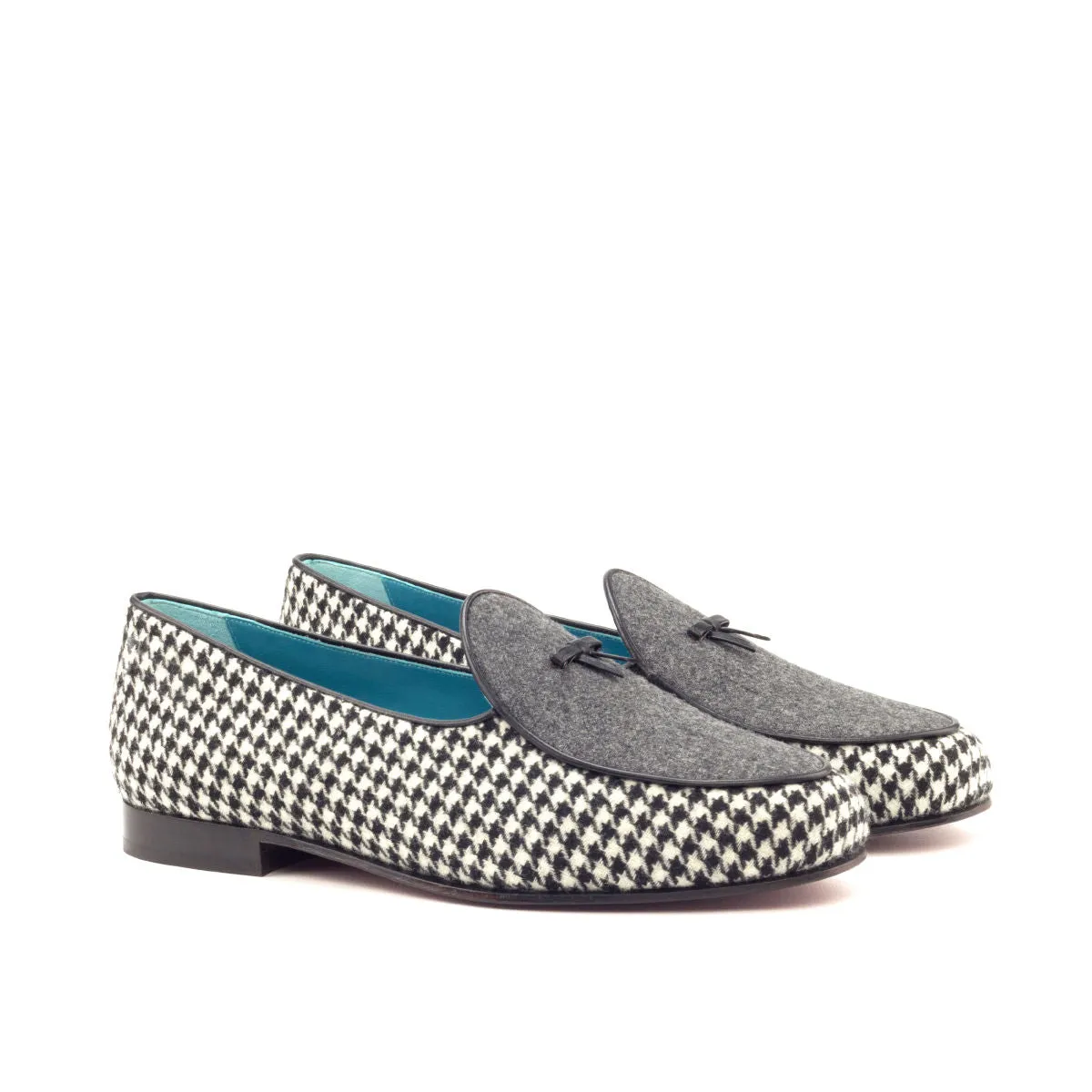 Men's Belgian Leather Slippers Wide Plus Size Black Grey 2779