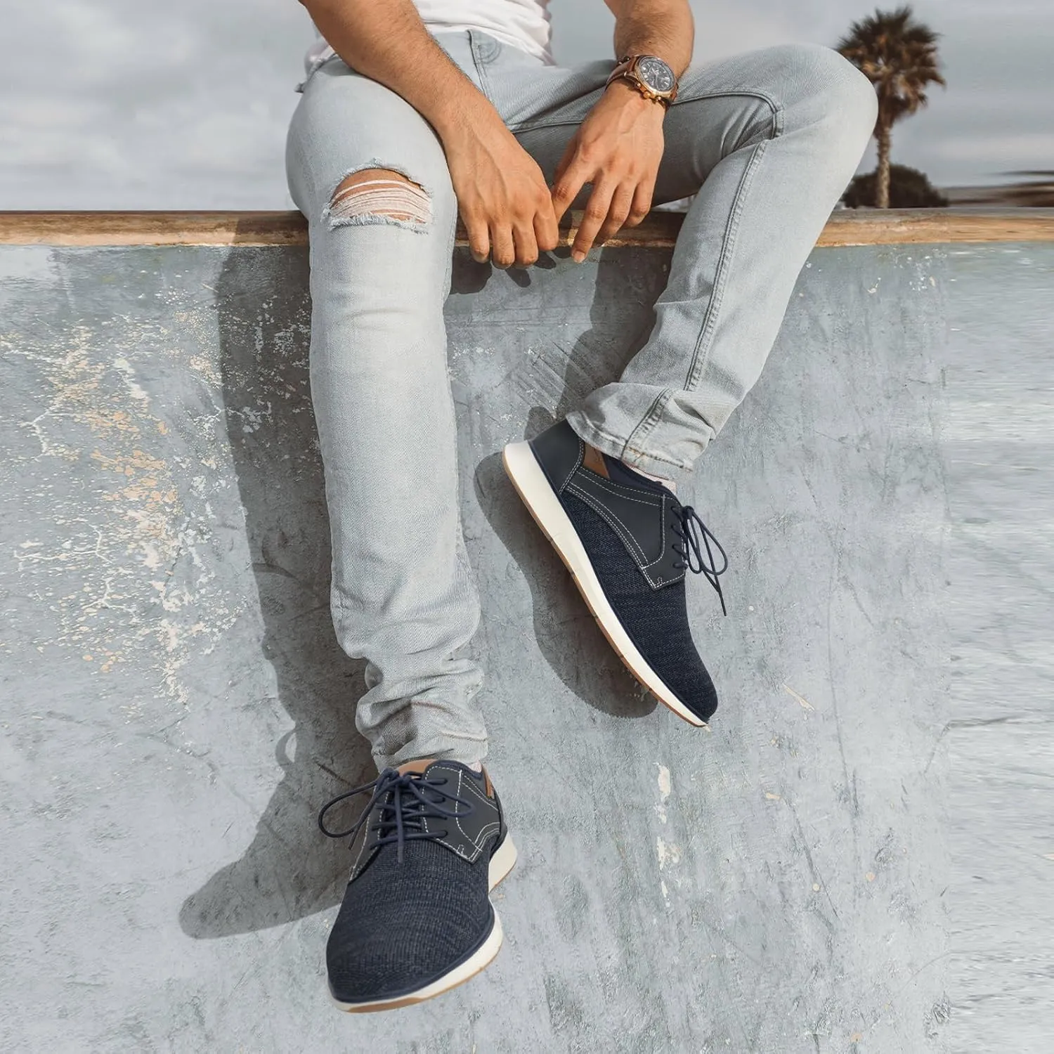 Men's Black Dress Shoes - Stylish Canvas Casual Shoes for Men - Classic Lace Up Derby Shoes Black