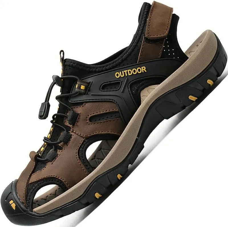 Men's Breathable Hiking Shoes, Comfy Non Slip Durable Fabric Upper Rubber Sole Cap Toe Elastic Band Closure for Outdoor Activities