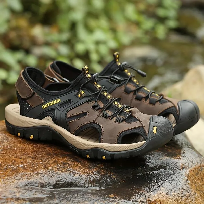Men's Breathable Hiking Shoes, Comfy Non Slip Durable Fabric Upper Rubber Sole Cap Toe Elastic Band Closure for Outdoor Activities