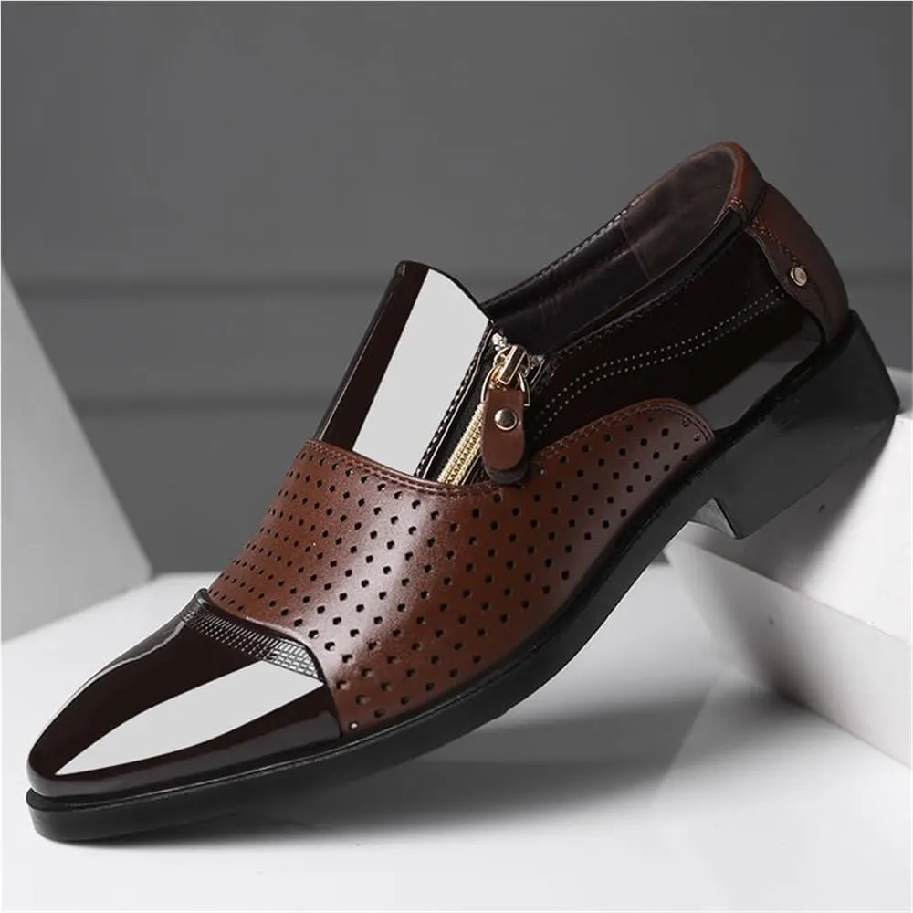 Men's Breathable Leather Oxford Loafers Slip On Orthopedic Comfort Shoes for Business Casual Office Flats