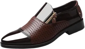 Men's Breathable Leather Oxford Loafers Slip On Orthopedic Comfort Shoes for Business Casual Office Flats