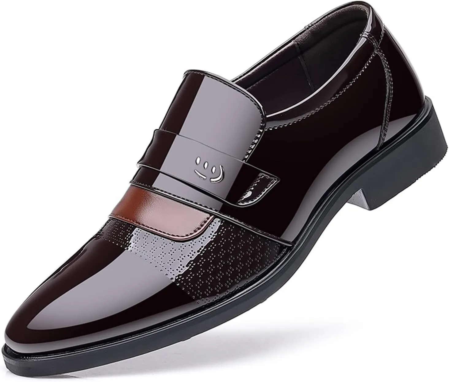 Men's Business Casual Loafers Classic Patent Leather Formal Oxfords Slip On Dress Shoes for Men
