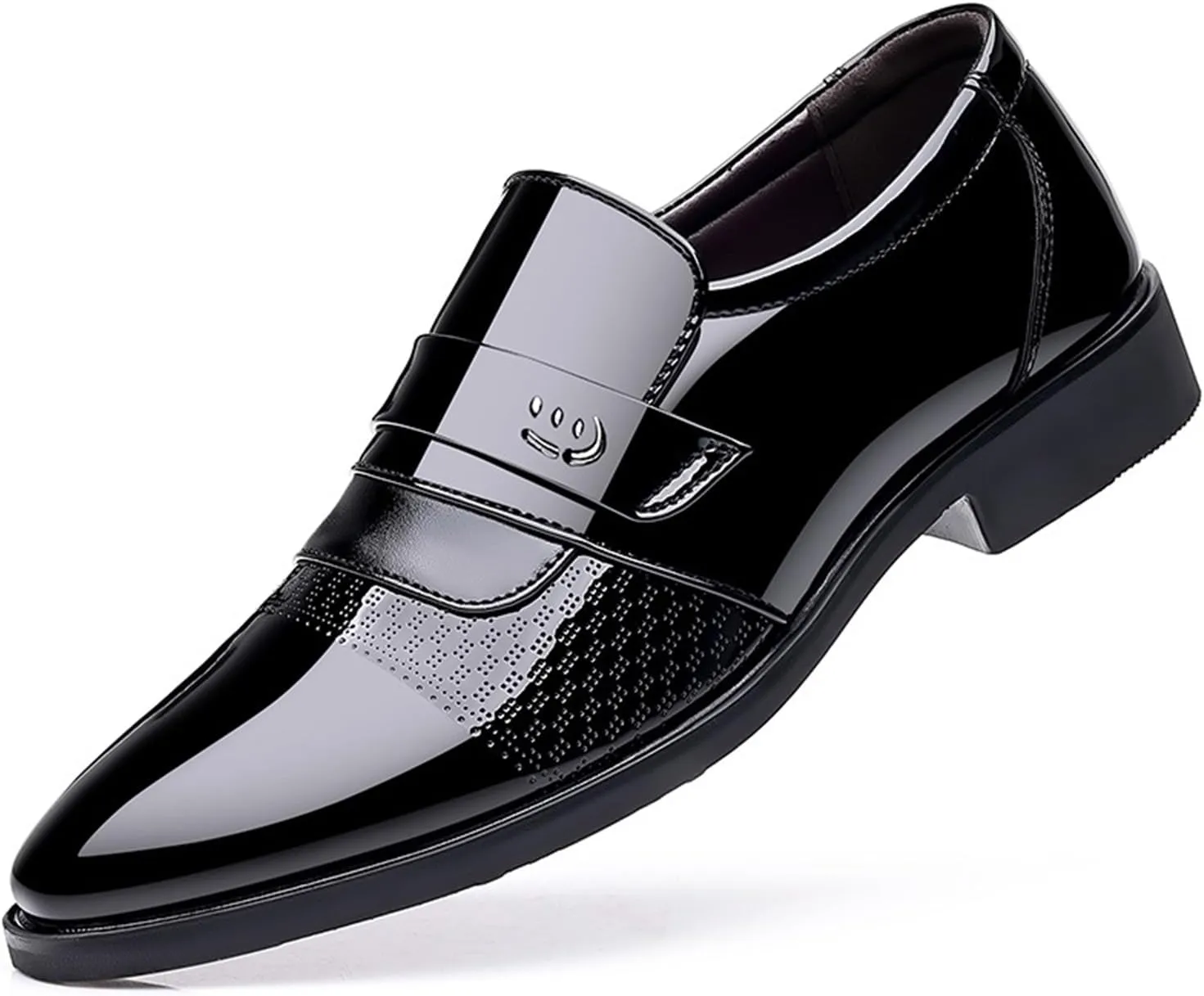 Men's Business Casual Loafers Classic Patent Leather Formal Oxfords Slip On Dress Shoes for Men