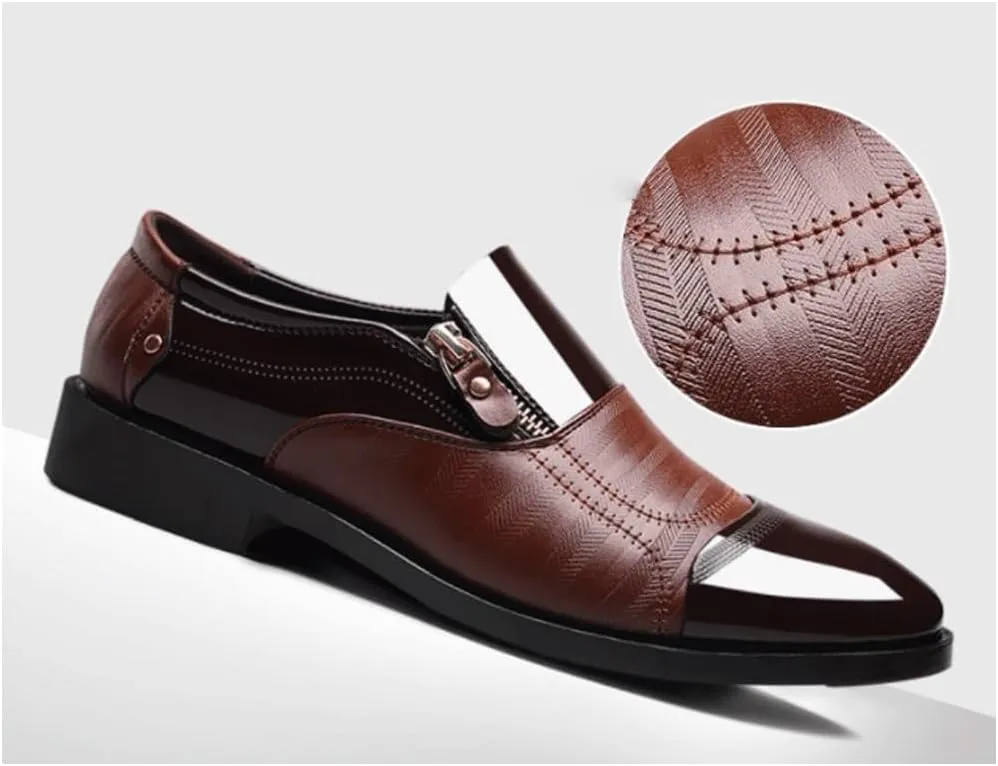 Mens Business Oxford Dress Shoes Breathable Leather Formal Office Wedding Party Rubber Sole Moccasins